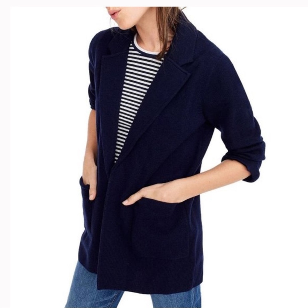 J.CREW open front sweater blazer black relaxed fit office work size L - Picture 2 of 11
